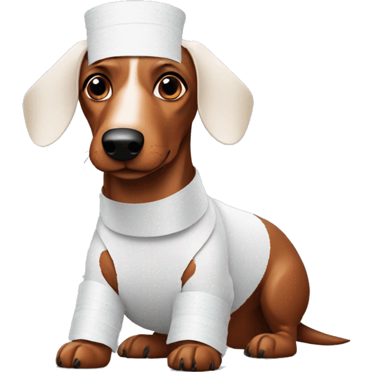 Sausage dog with bandages emoji