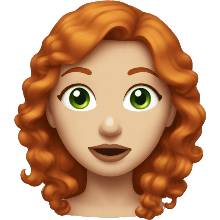 redhead woman with green eyes blowing a kiss emoji