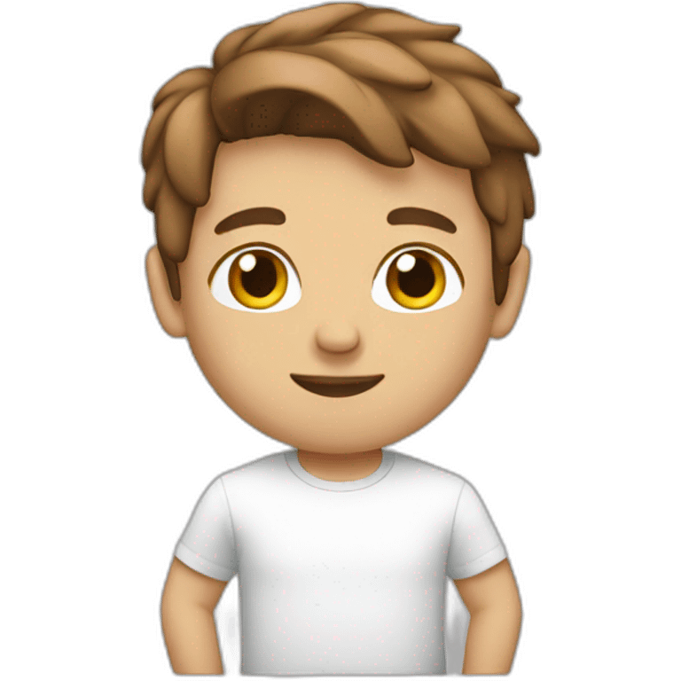 white  Boy Brown hair with t-shirt white emoji