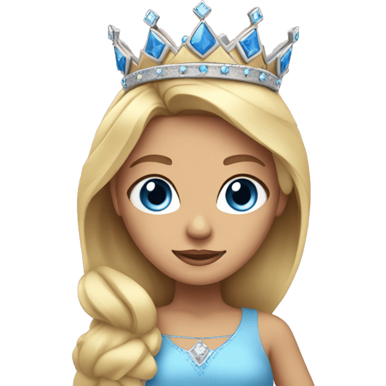 Blonde princess emoji girl with straight hair parted in the middle and blue eyes and a pink crown emoji