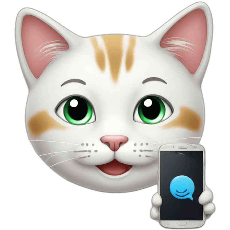 Happy cat with smartphone emoji