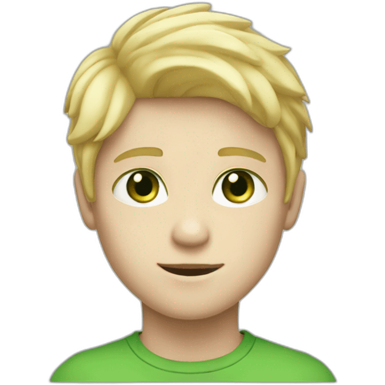 A boy with white skin, blond hair, green eyes emoji