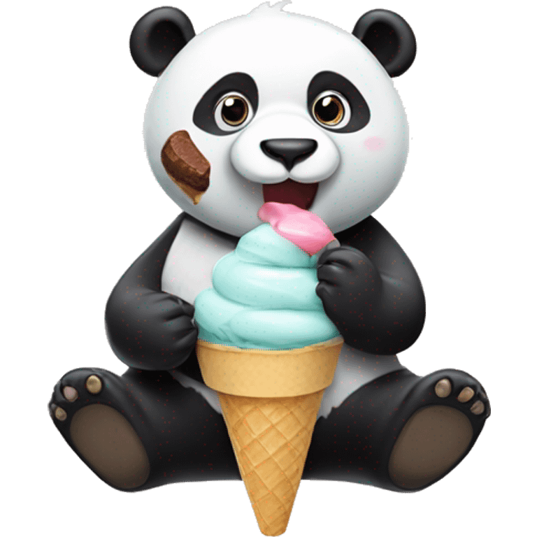 Panda eating ice cream emoji