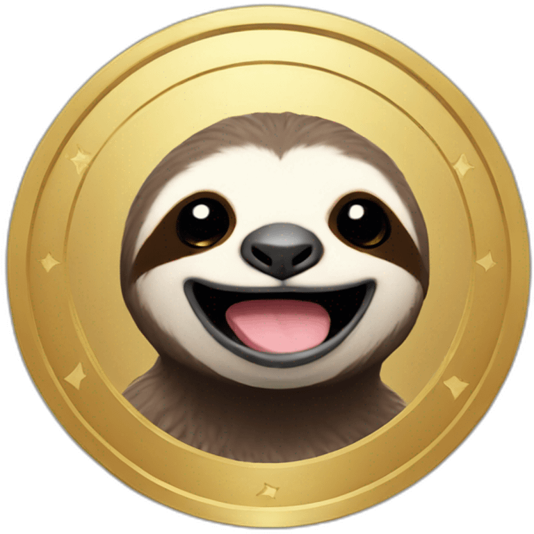 Happy space sloth with gold coin eyes emoji