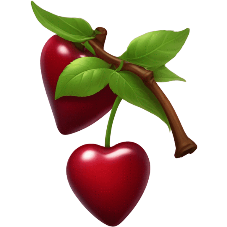 Deep red heart shaped cherries emoji