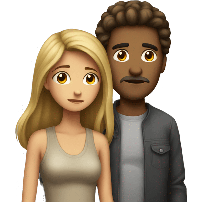 man and girl sad becouse they are not thogether emoji