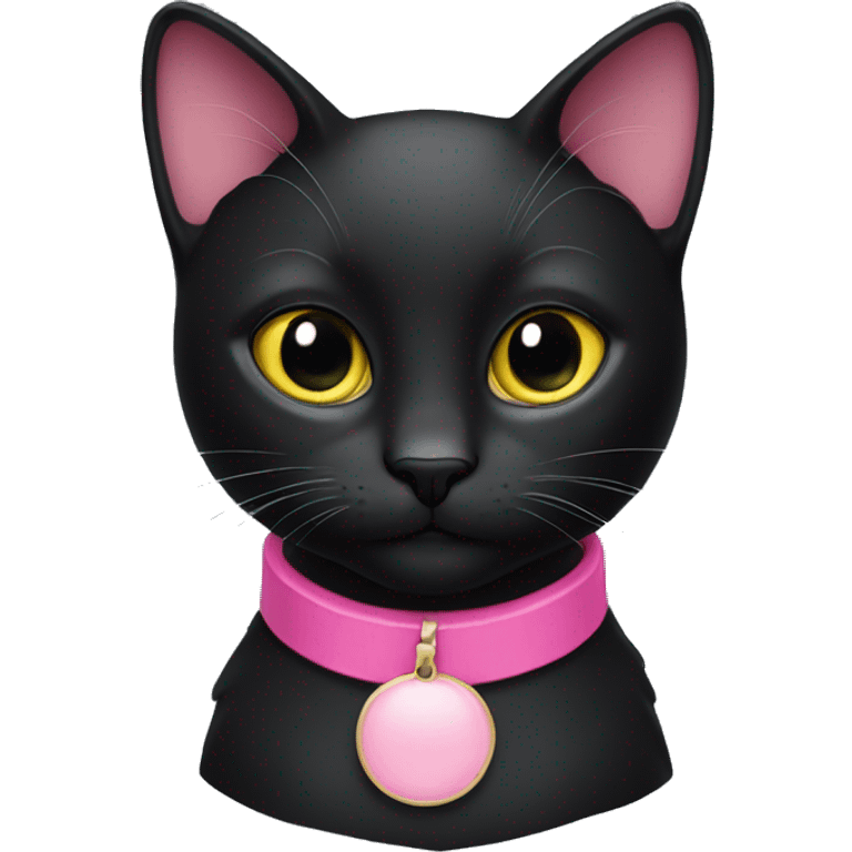 black cat with pink collar emoji