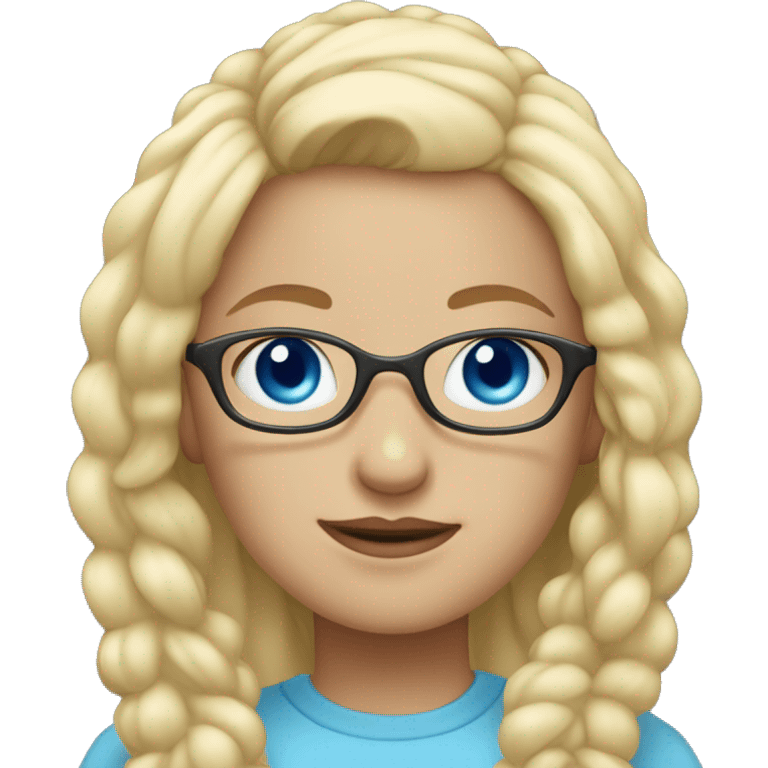 Blonde girl with blue eyes and glasses￼ emoji