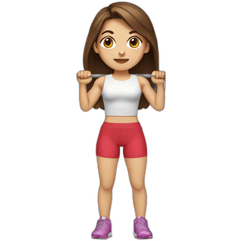 Algerian girl with fair skin long brown hair hazel eyes lifting weights  emoji