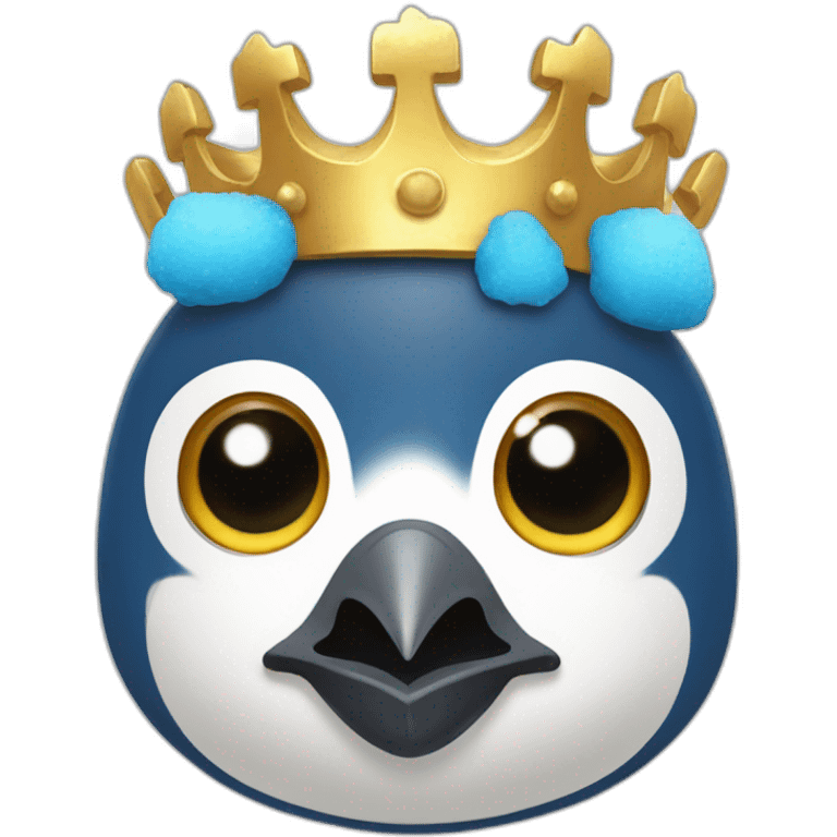 kawaï blue pudgy penguin wearing a golden crown emoji