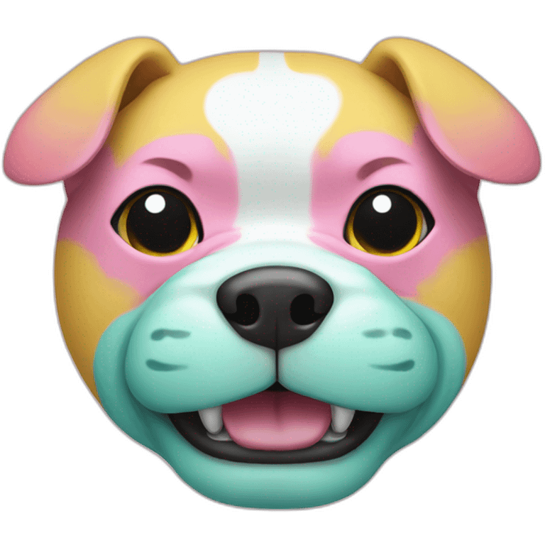 teal pink and yellow fu dog  emoji