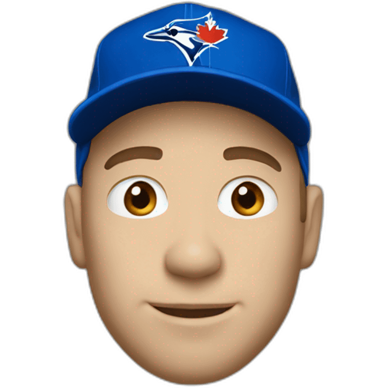 White man wearing blue jays hat emoji