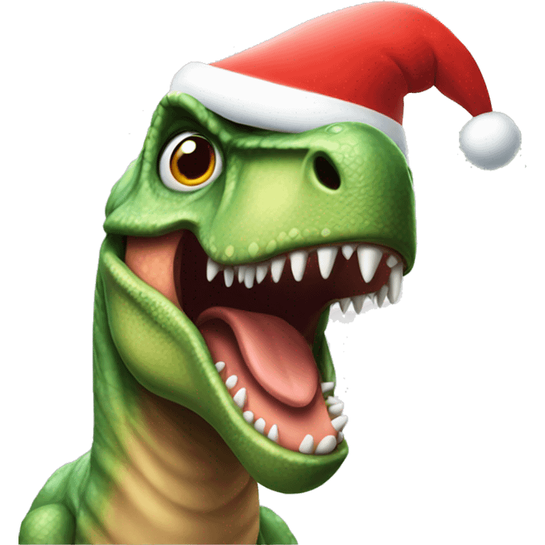 dinosaur wearing Santa hat emoji