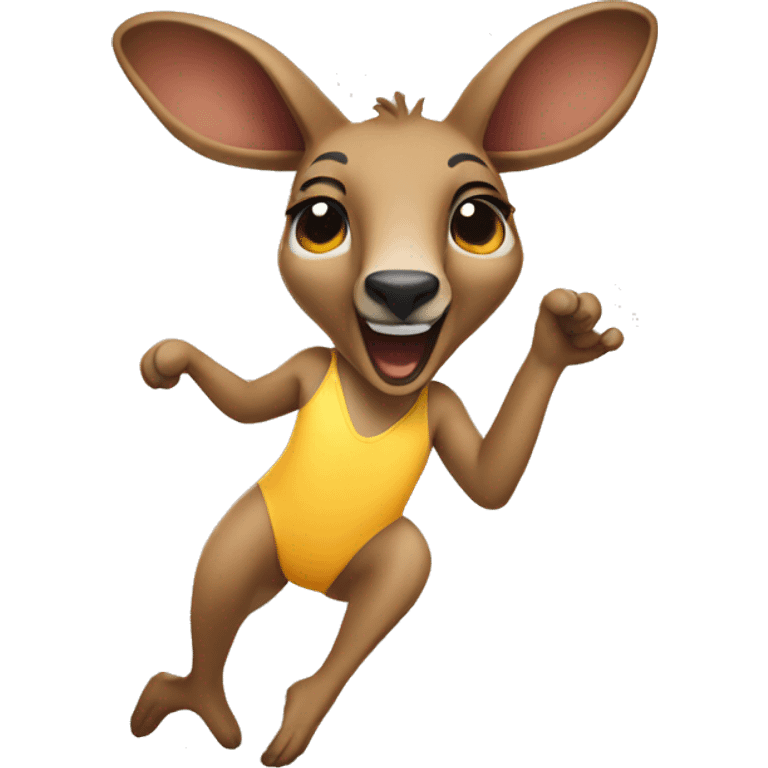 Kangaroo jumping in a swimsuit emoji