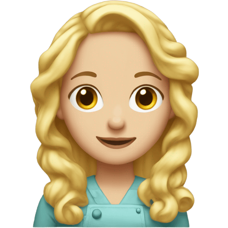 A long blonde haired girl baking Christmas cookies emoji