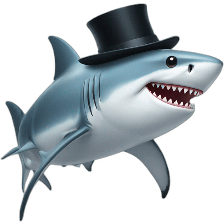 Shark with a top hat emoji