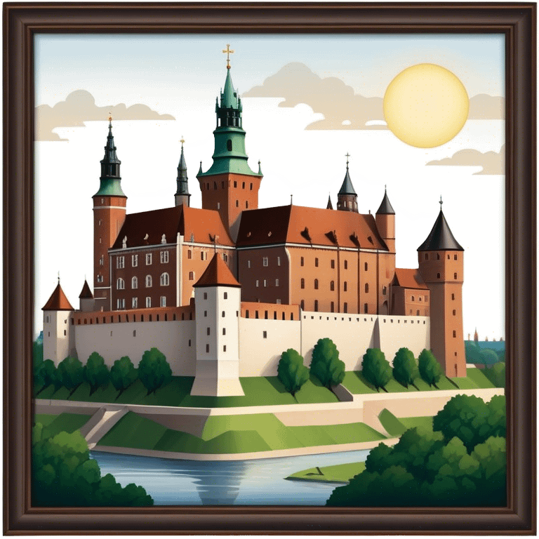 Cinematic Realistic Wawel Castle Landmark Emoji, depicted with the historic royal castle rendered with intricate detail and dramatic, majestic lighting. emoji