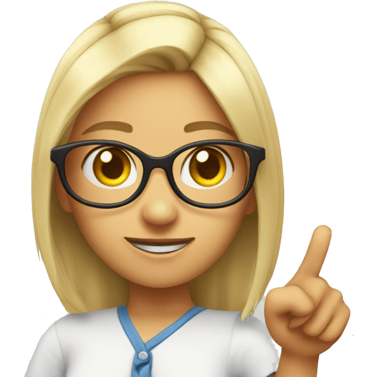 Girl nerd emoji with finger pointing up  emoji