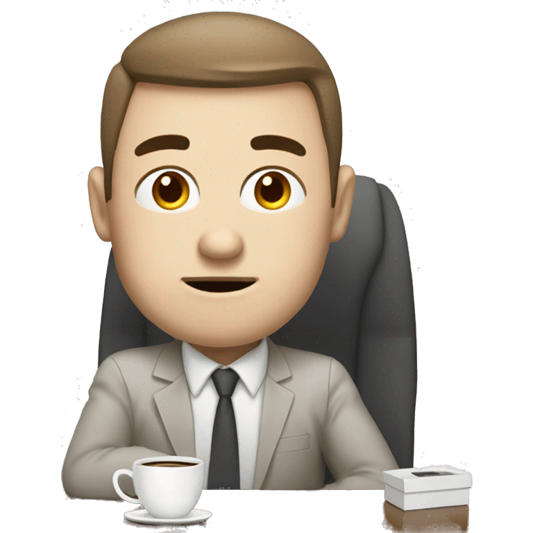 white-skinned, sleep-deprived office employee with coffee emoji