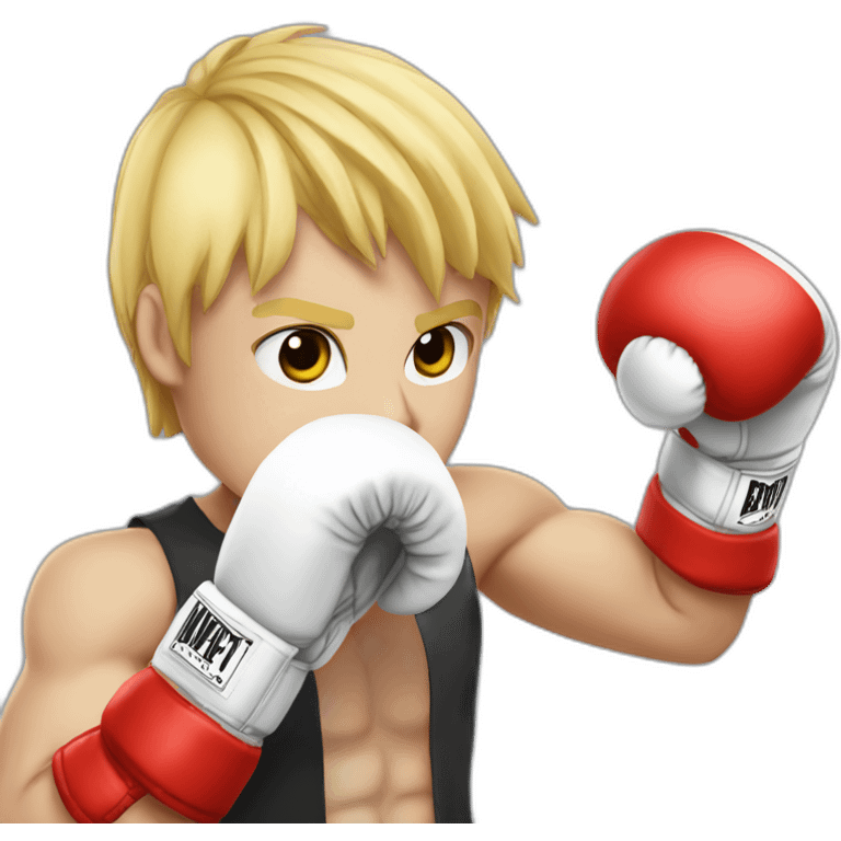 A grand slim blond boxer with boxing gloves and red helmet emoji