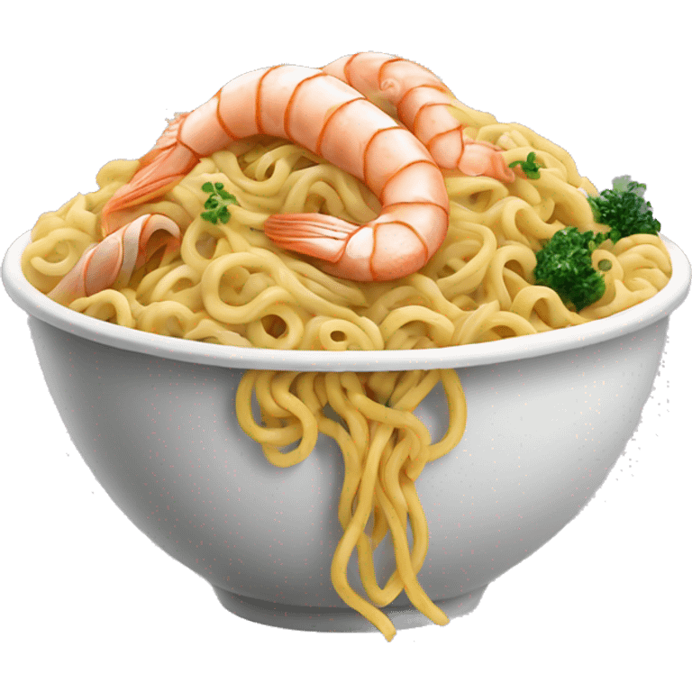 Scrumptious noodles with sea food combined  emoji