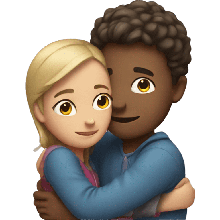 girl with boy hug emoji