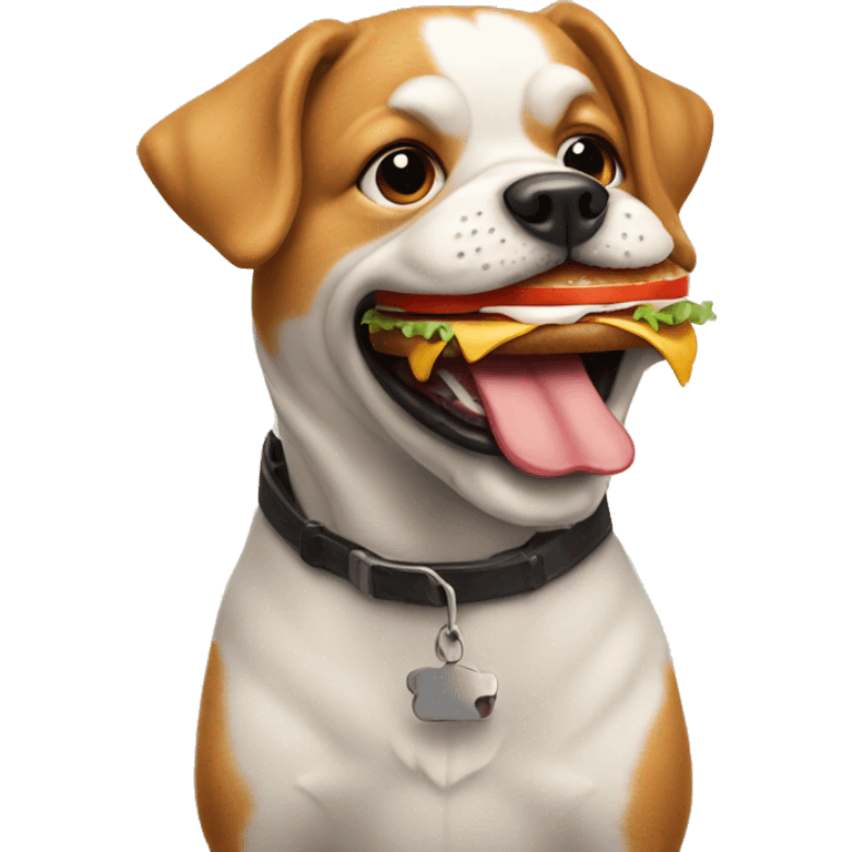 dog eating a hamburguer emoji