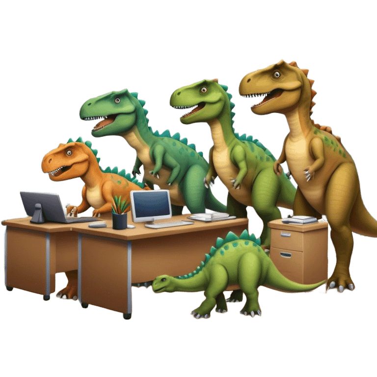 old dinosaurs working in an office emoji