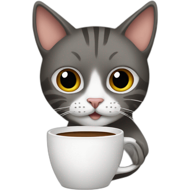 A cat is drinking coffee emoji