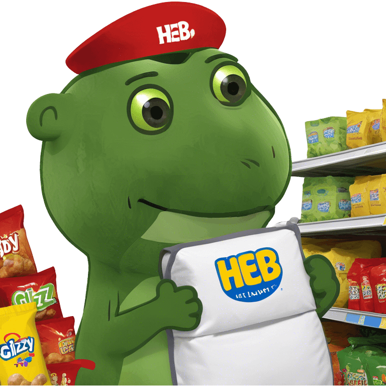 HEB buddy in a walmart uniform holding a glizzy  emoji