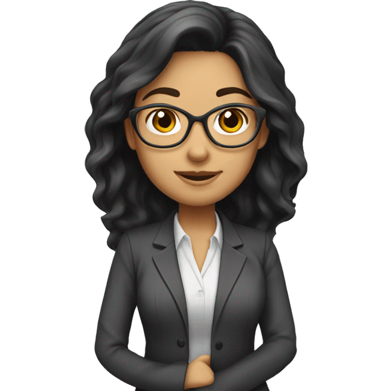 Female teacher with black long hair and professional  emoji