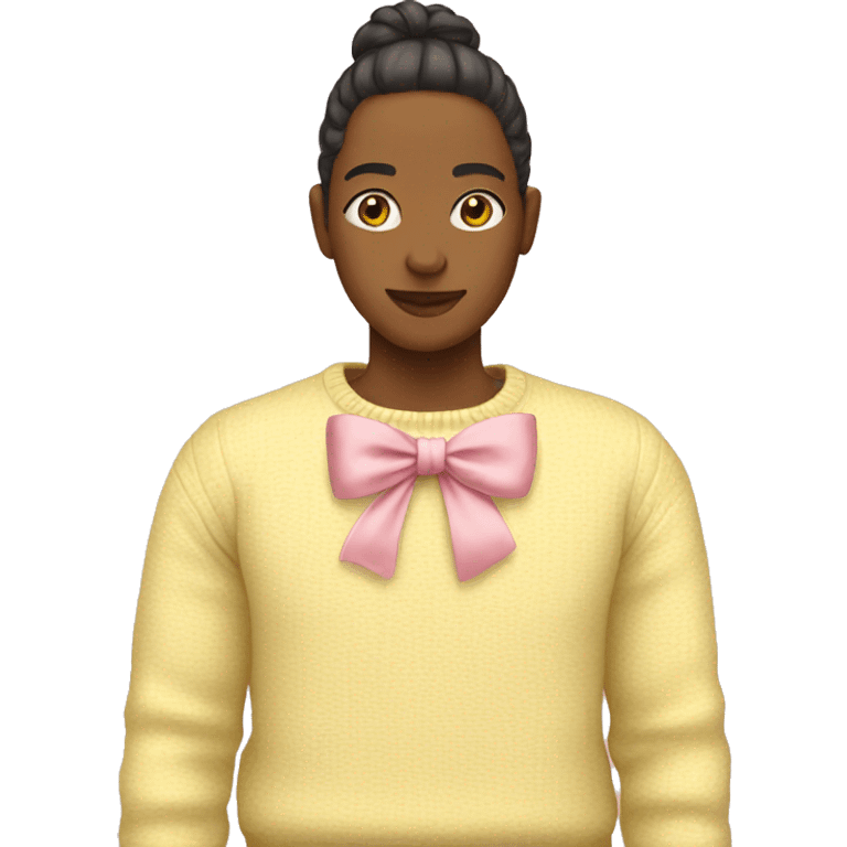 Yellow sweater with soft pink bow emoji