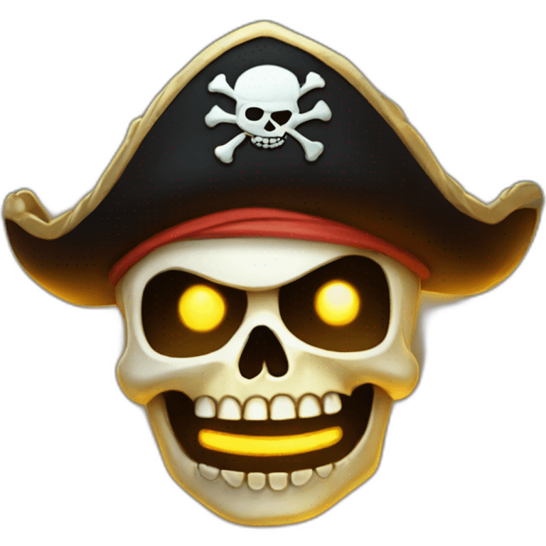 crazy pirate skull glowing emoji