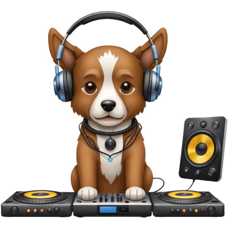 Dog wearing headphones as a DJ emoji