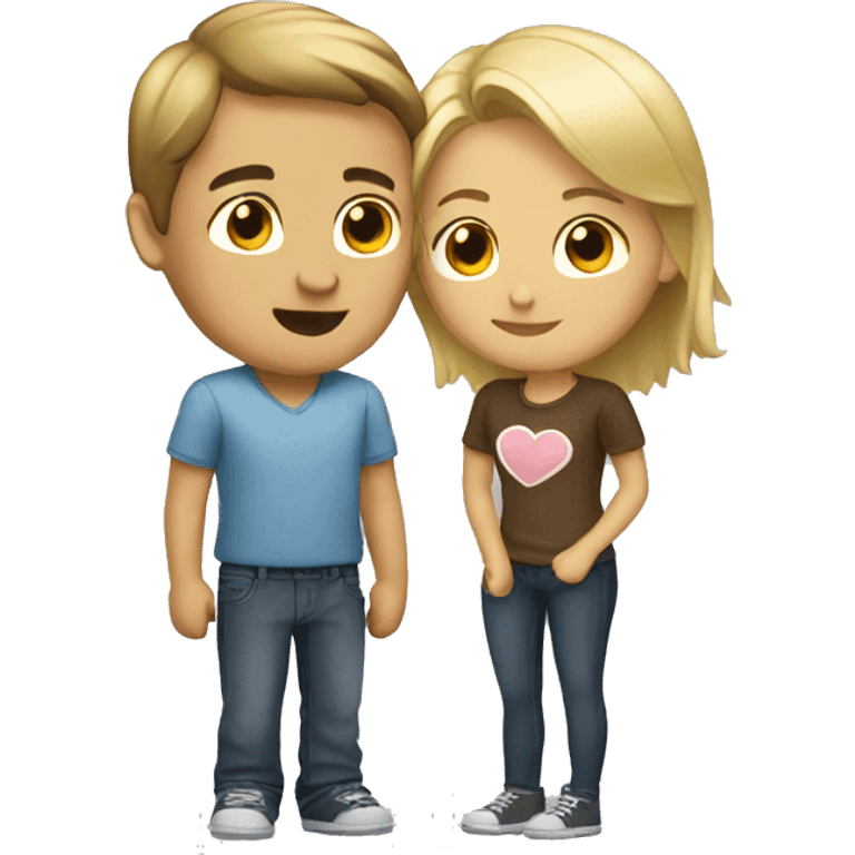 Blond girl with brown hair guy kiss emoji