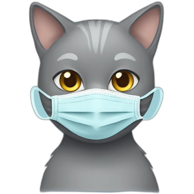 grey cat wearing a face mask emoji