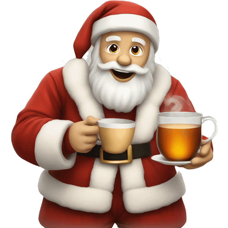 Santa claus with tea emoji