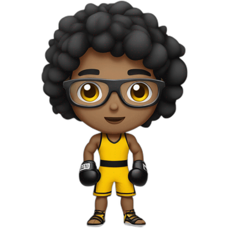 Boy Sri lankan MMA fighter with glases black and lisse hairwhit a boxer potition emoji