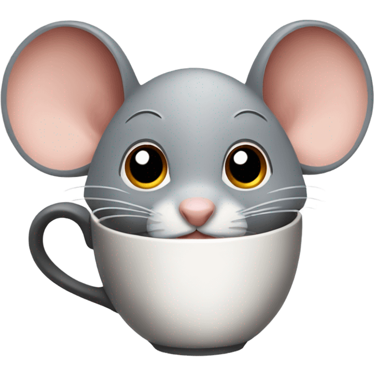 Mouse drink coffee ,Mouse don’t have one ear emoji