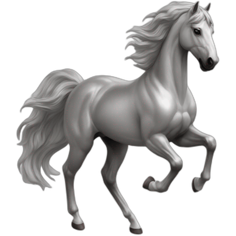 A majestic steed with a metallic sheen gallops with great power and grace emoji