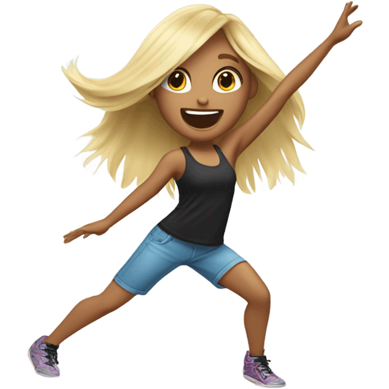 Blond Girl with long straight hair dancing Zumba emoji