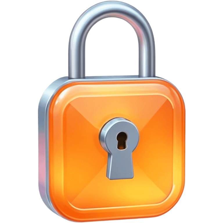 Holographic and glassmorphic light orange lock emoji
