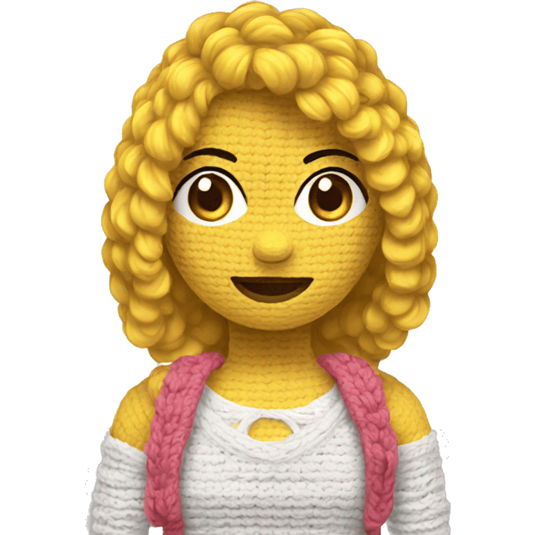 Chica haciendo crochet emoji