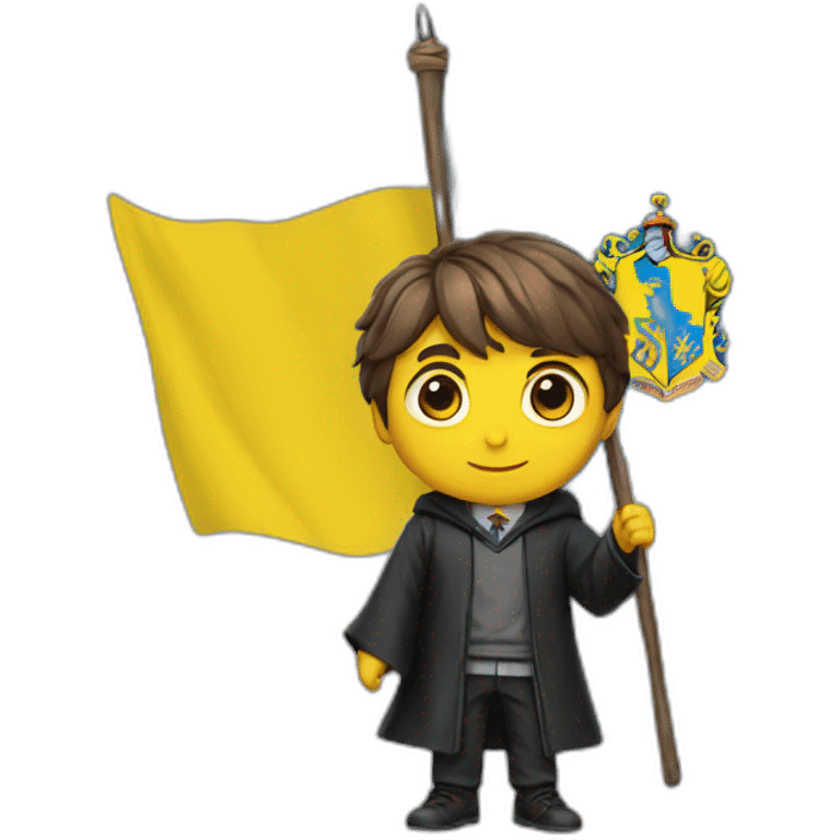 Harry Potter holds a Ukrainian flag emoji