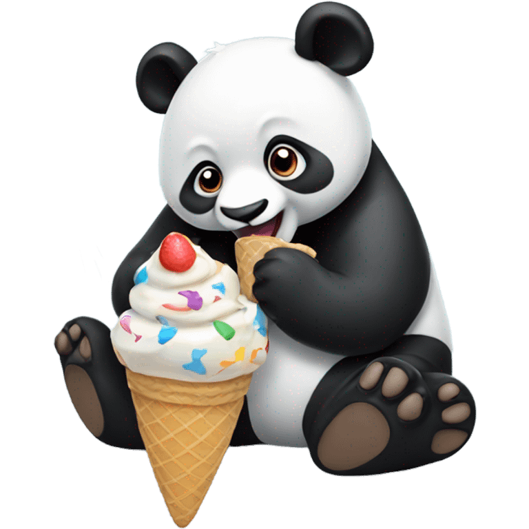 Panda eating ice cream fireworks emoji