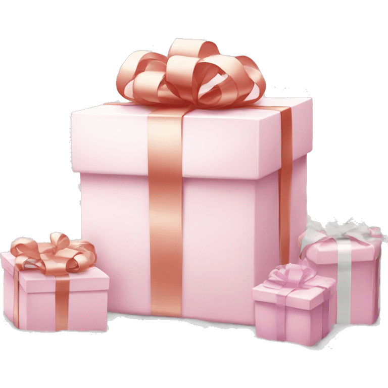 Light pink Christmas gifts under a white Christmas tree  emoji