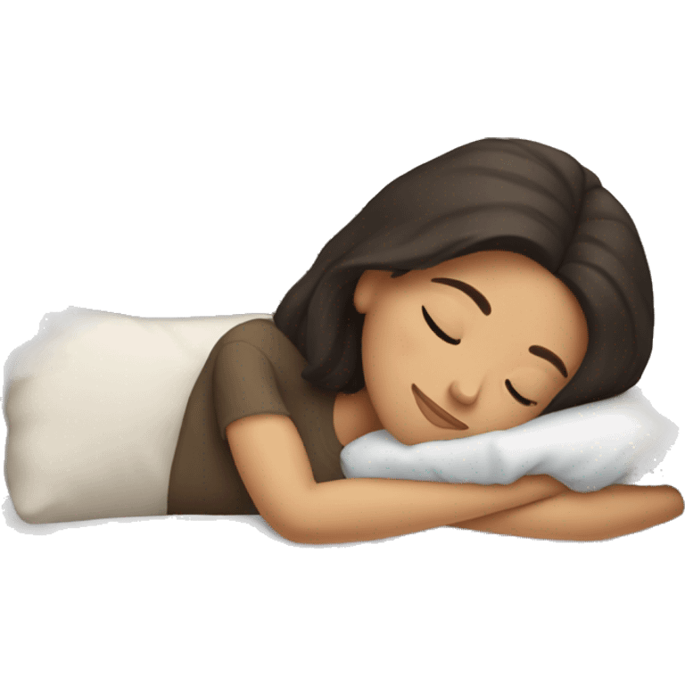 brunette girl sleeping cozy emoji