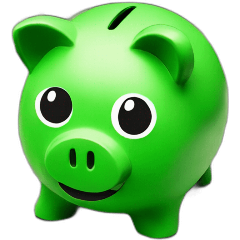 green piggybank sitting on money  emoji