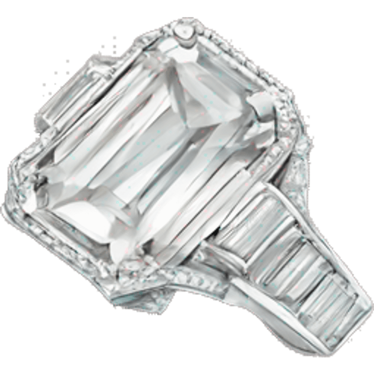 Emerald cut diamond ring silver emoji