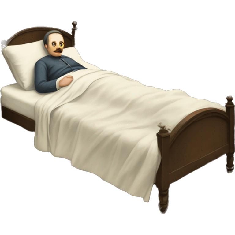 A sick man on a bed in 1870 emoji